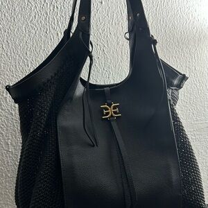 Chic Black Tote Bag with Gold Accent
